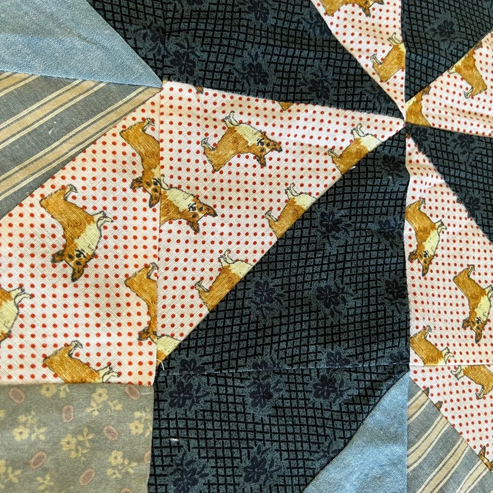 Vintage star quilt square cutter lot 3 22” square Americana vintage fabric corgi